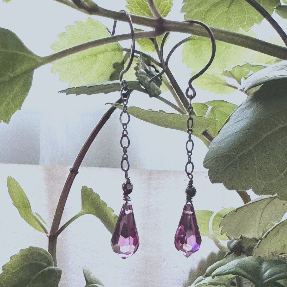 Sterling Silver and Swarovski Crystal Facet Pendant Earrings